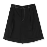 STITCH WIDE TURN UP HALF PANTS BLACK (6554120552566)