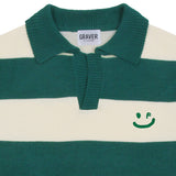 [UNISEX] Drawing smile striped collar knit
