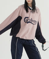 Sporty String V-neck Nylon Sweatshirt
