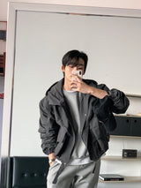 LMN Rectangle Short Hooded Bomber Jacket (3 colors)