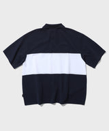 インサイズドカラーブロックピケTシャツ/Incised Color Block Pique Tee (Navy)