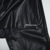 バンディングハーフカットロングパンツ_フェイクレザーbk