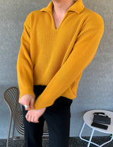 Collared Ribbed Knit Top (6691464282230)