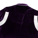 レザートリムベロアジップアップポロシャツ/[UNISEX] Leather-Trimmed Velour Zip Polo (Purple)