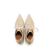 Suede Lace-Up Middle Heel(Beige)