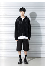 チェックボードメッシジップアップニット/CHECKERBOARD MESHED ZIP-UP KNIT