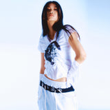 シャーリングロゴクロップTシャツ / 222 X shirring logo crop t - White