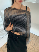 Wooseon tie-dye printing gradient crop long-sleeved knit