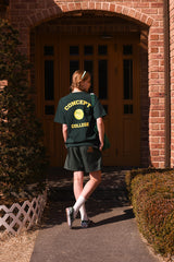 テニスボールクルーネックダークグリーンユニセックスTシャツ / Tennis ball crew neck dark green Unisex T-shirt