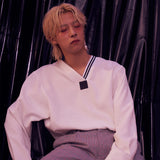 WHITE v-neck shirt (6591807160438)