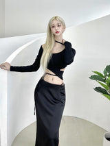 トラップホールライントップ/372. Trap hole line top (bk, wh)