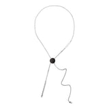 NO.478 [BLACK] サークルコードロックパールネックレス
