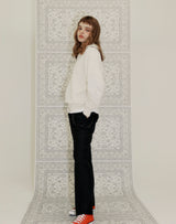 HALF ZIP UP PUNCHING RHOMBUS SWEATER IVORY (6691448455286)