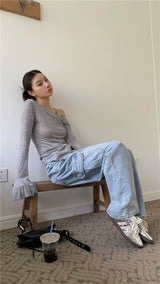 Belua off-shoulder long-sleeved tee