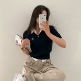 [Bellide made] モアVネックショートTスリーブニット