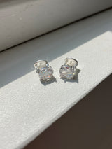 [92.5silver] oval cubic one-touch earrings