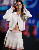 ブークルニットクロップジップアップ/BOUCLE KNIT CROP ZIP UP IVORY