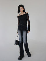 ブーツカットパンツ / no.2320 Black White Bootcut Pants