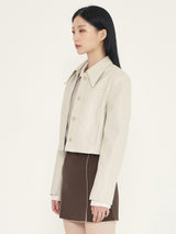 CROP LEATHER JACKET - CREAM (6636243222646)