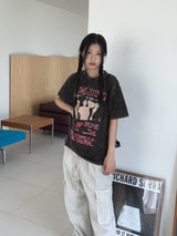 リミッティングビンテージプリントボキシーピグメント半袖Tシャツ