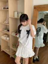 Balletcore Ribbon Loose Fit Short Sleeve Tee