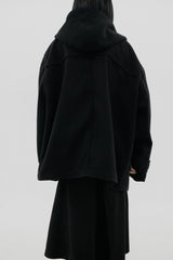 フーデッドウールハーフコート / Hooded wool half coat (2color)