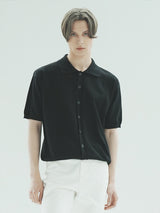 オープン半袖ニット / T1015 OPEN SHORT-SLEEVED KNIT_BLACK