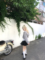 パンチングフードセミジップアップバルーンクロップニットウェア