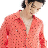 オーバーフィットドットプリントシャツ/OVERFIT DOT PRINT SHIRT-DEEP RED