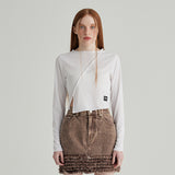 WHITE DIAGONAL LONG T-SHIRT