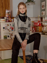 Patchwork halterneck Top (Black)