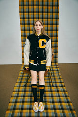Big Patch Black Ivory Baseball Jacket / Varsity Jacket