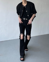 ミュファダメージカッティングデニム / MG617 Mufa Damage Cutting Denim (2 colors)