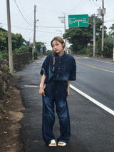 ディープオーシャンデニムセットアップパンツ