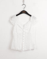 ジャケットレースパンチングy2kピンタックオフショルダースリーブレスブラウス / Jacket lace punching y2k pintuck off shoulder sleeveless blouse