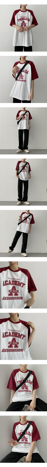 Pure color raglan short-sleeved T-shirt