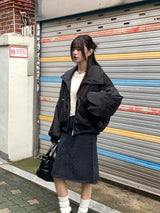 [MADE] Beckin high neck knit color combination balloon aviation jumper