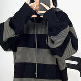 ストライプウォーマーフードニットウェア/Stripe Warmer Hood-Knitwear