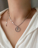コインブラッククロス2ウェイネックレス/ky Coin Black Cross Two Way Necklace