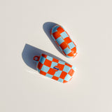 [AirPods] 108 CHECKER BOARD_blue orange_ozes(glossy-hard)