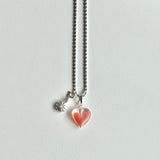 グラスハートネックレス/GLASS HEART NECKLACE(PINK)