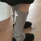 Kobel ribbed knit balletcore ribbon string leg warmer
