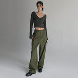[MADE] Sandring F/W V Neck Warmer Crop Long Sleeve Tee