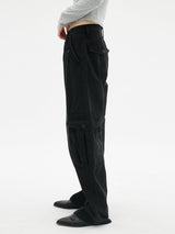 ローライズワイドパンツ/Low-rise black wide pants