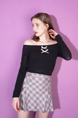 shirring t-shirt black (6688647610486)
