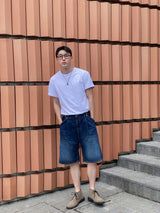 Well Button denim half pants 2color