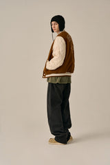 QUILTING POINT VARSITY JACKET - BROWN