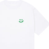 スモールドローイングスマイルショートスリーブTシャツ/Small Drawing Smile Short Sleeve Tee_White/Green Logo
