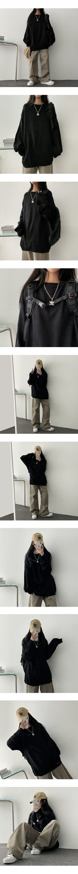 [10 Colors] Roach Big Boxy Habee Round Knitwear