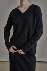 ウール Vニット/WOOL V-KNIT_CHARCOAL